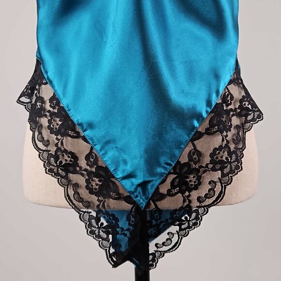 Victoria Secret Vintage Gold Label Teal Satin Lace Intimates | Womens Medium - Picture 3 of 15